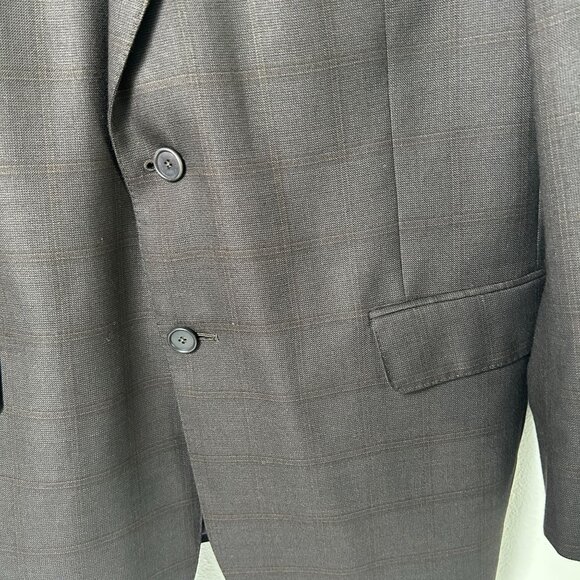 JoS A Bank Blazer Sport Coat Gordon Mens 44 Reg Brown Plaid Silk Wool Two Button - Picture 3 of 15